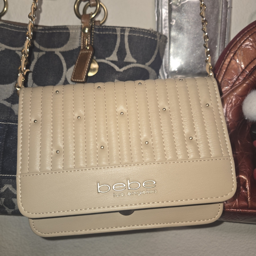 Bebe Cream Studded Crossbody Bag